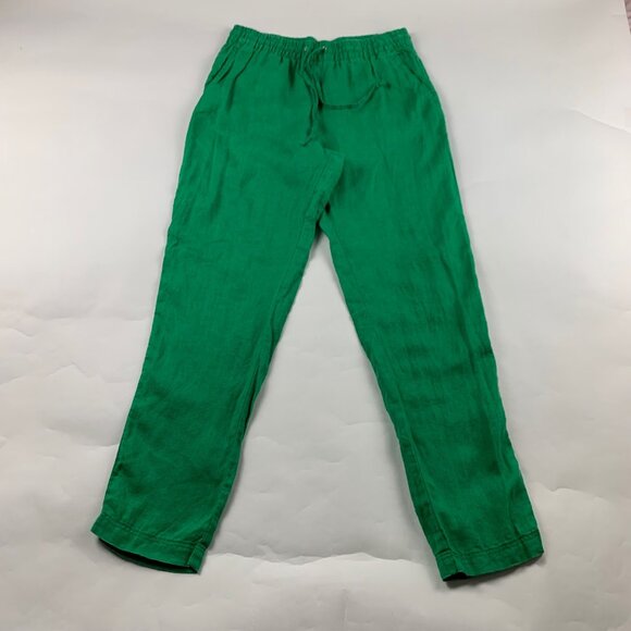H&M Kelly Green Linen High Rise Slim Leg Pant S - Picture 1 of 6